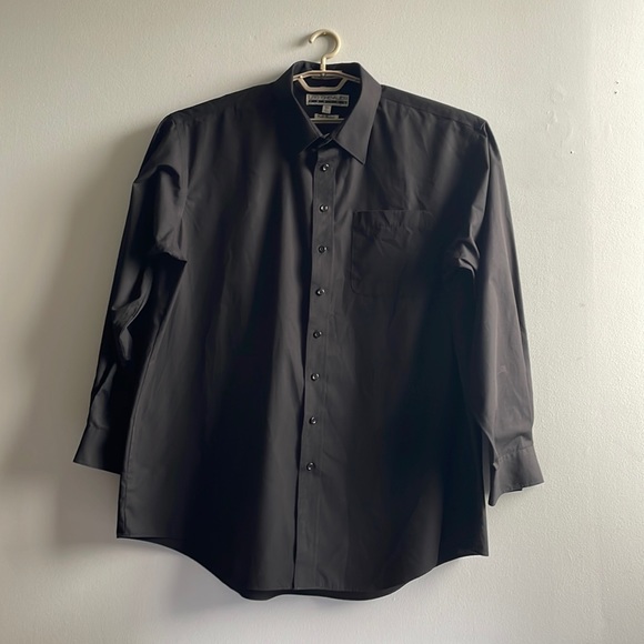 Black Dress Shirt 18.5 (37) Tall Leo Chevalier - Picture 2 of 7